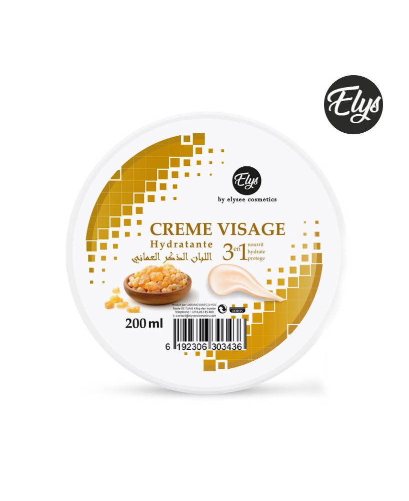 Crème Visage 3IN1 Hydratante – ELYS – Gomme Malé – 200 ml