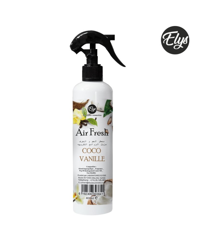 Air Fresh ELYS – Coco Vanille – Désodorisant d’Atmosphère – 200 ml (Spray Pistolet)