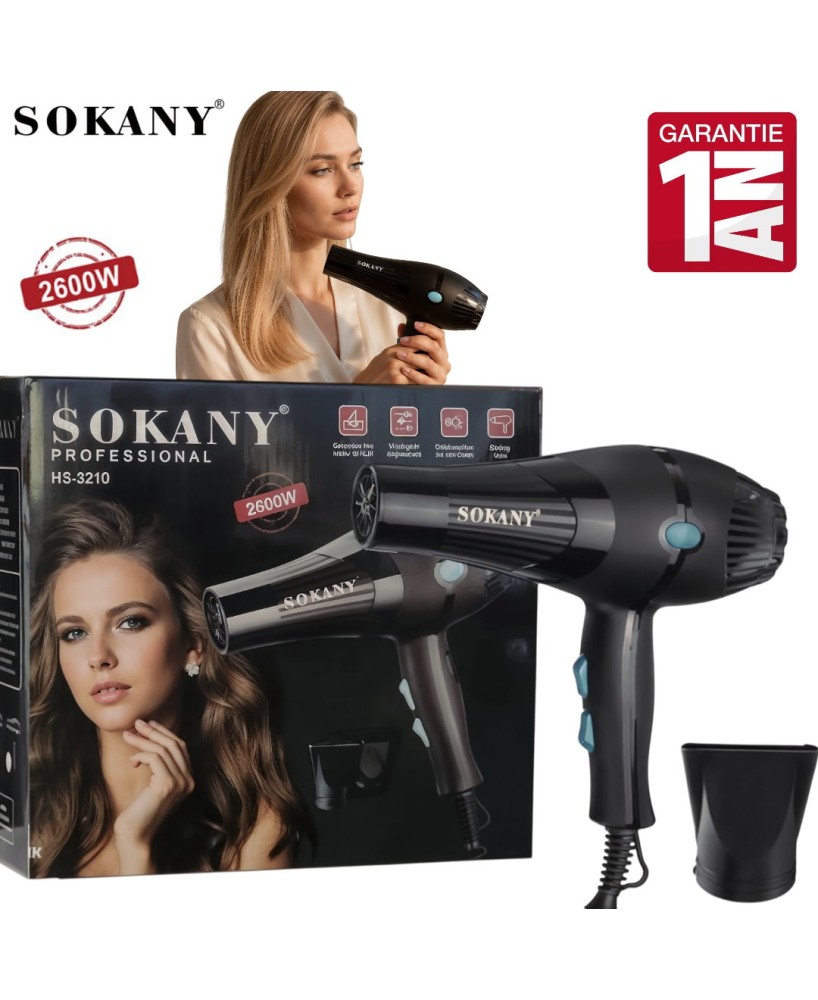 Sèche-Cheveux Professionnel SOKANY – 2600W – Puissance & Design Ergonomique