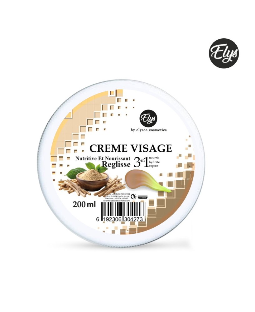 Crème Visage 3IN1 Hydratante – ELYS – Réglisse – 200 ml