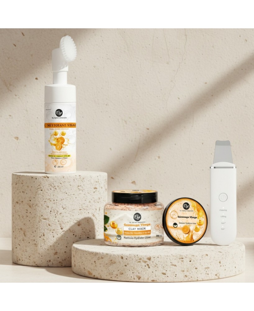 Pack Visage Éclat & Soin Vitamine C Gel Nettoyant & Gommage & ultrasonic