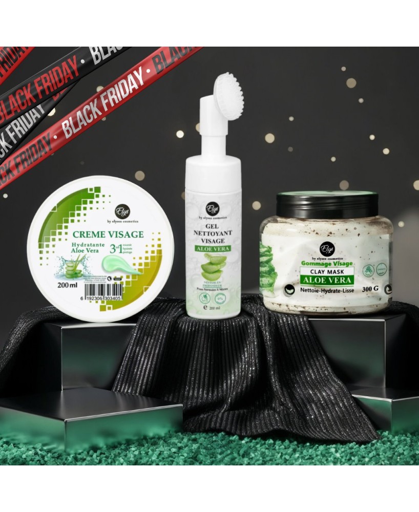 Pack Aloe Vera - black Friday -Gel Nettoyant + crème visage + gommage