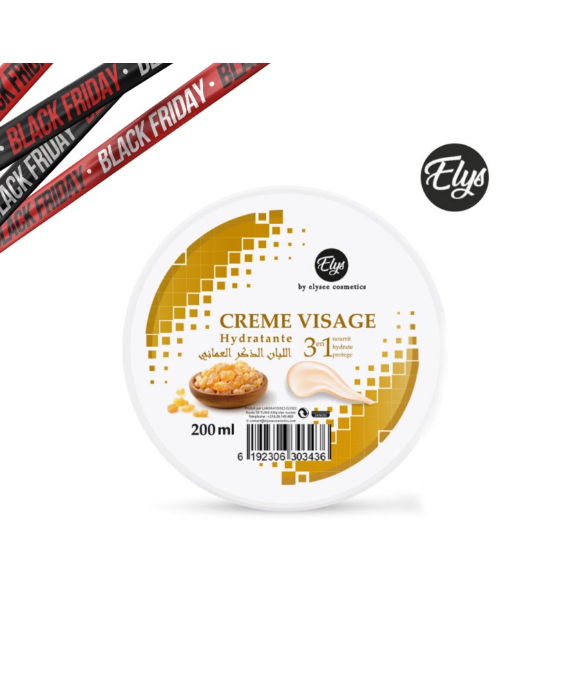 Crème Visage 3IN1 Hydratante – ELYS – Gomme Malé – 200 ml