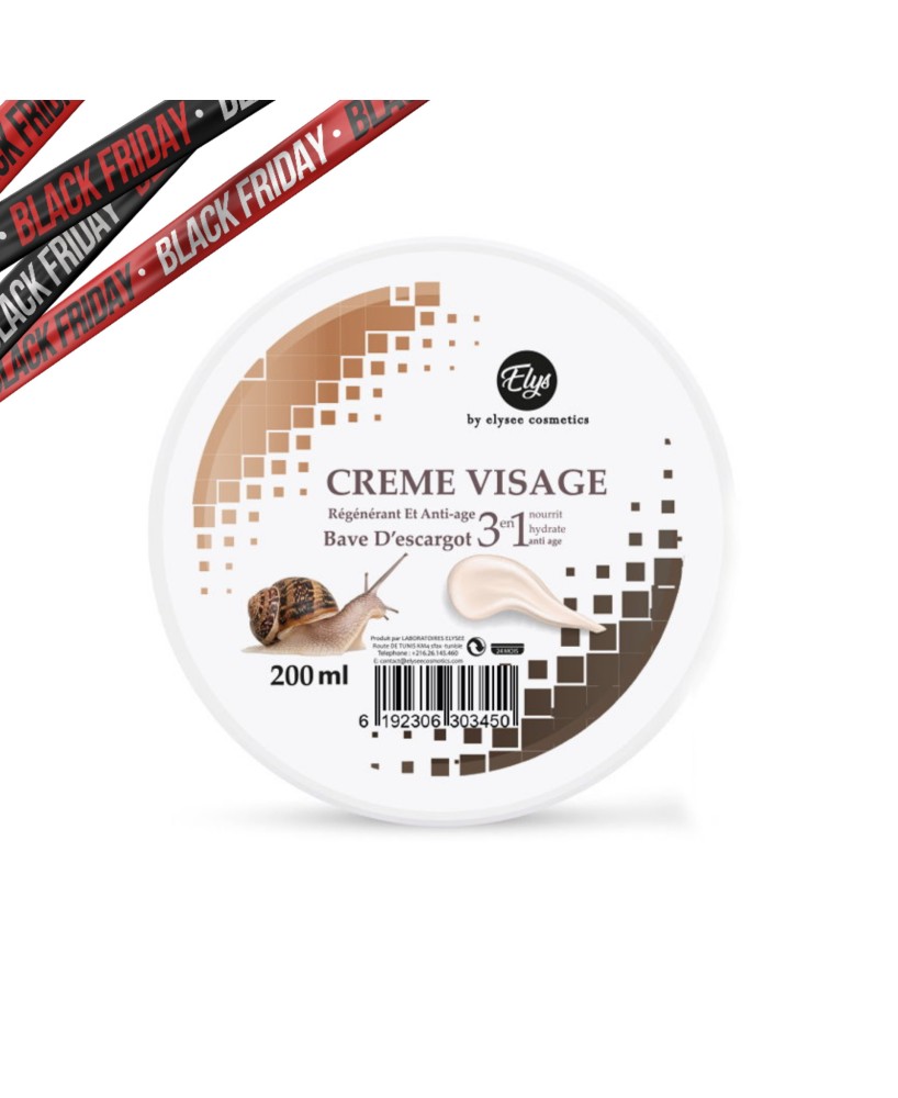 Crème Visage 3IN1 Hydratante – ELYS – Bave d’Escargot – 200 ml