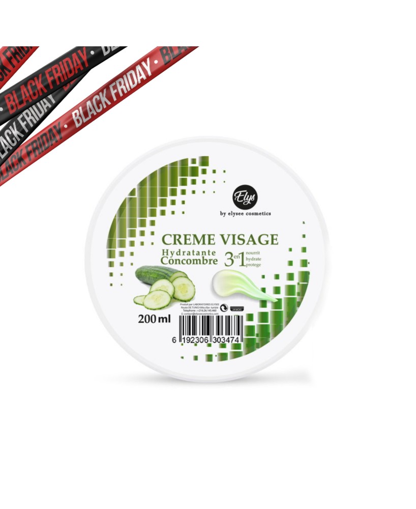 Crème Visage 3IN1 Hydratante – ELYS – Concombre – 200 ml