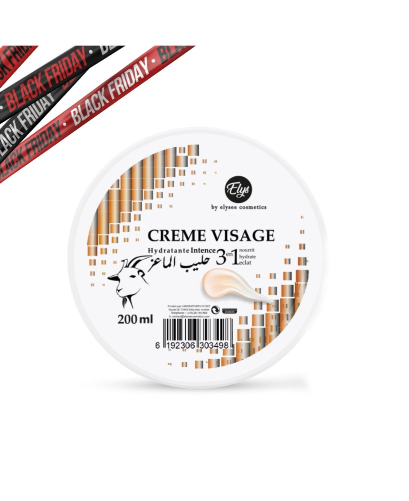 Crème Visage 3IN1 Hydratante – ELYS – Lait de Chèvre – 200 ml