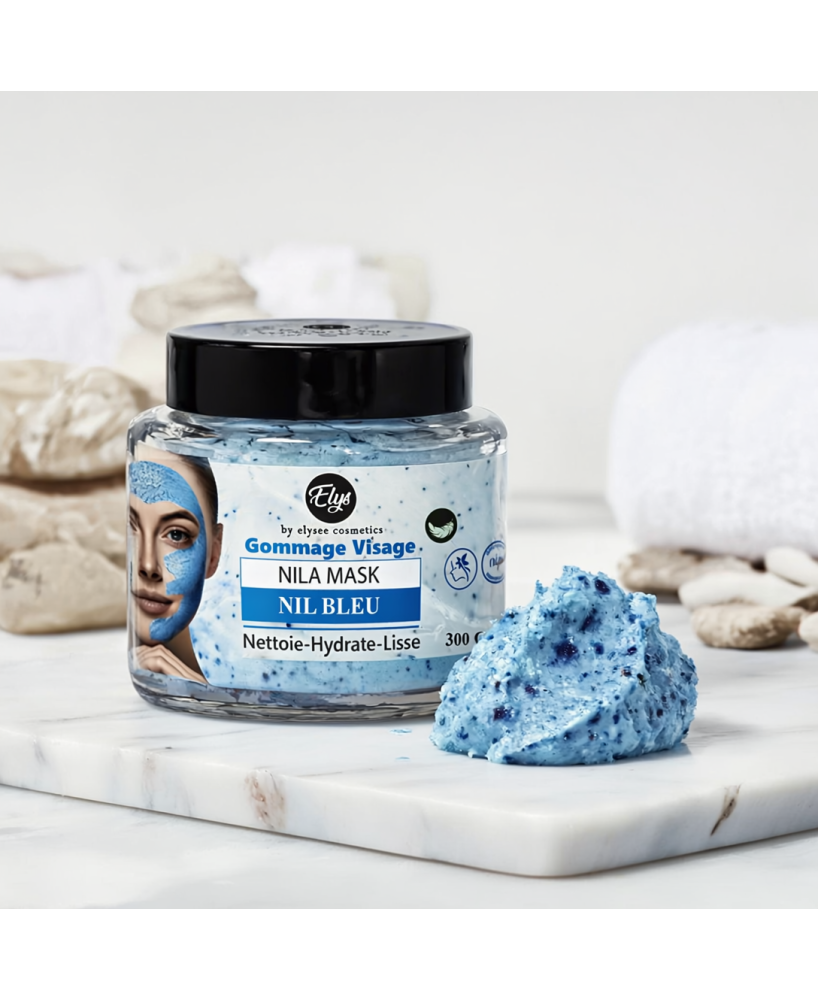Gommage Nil Bleu – ELYS – Soin Exfoliant Naturel – 0% Sulfate & Parabène – 300 g