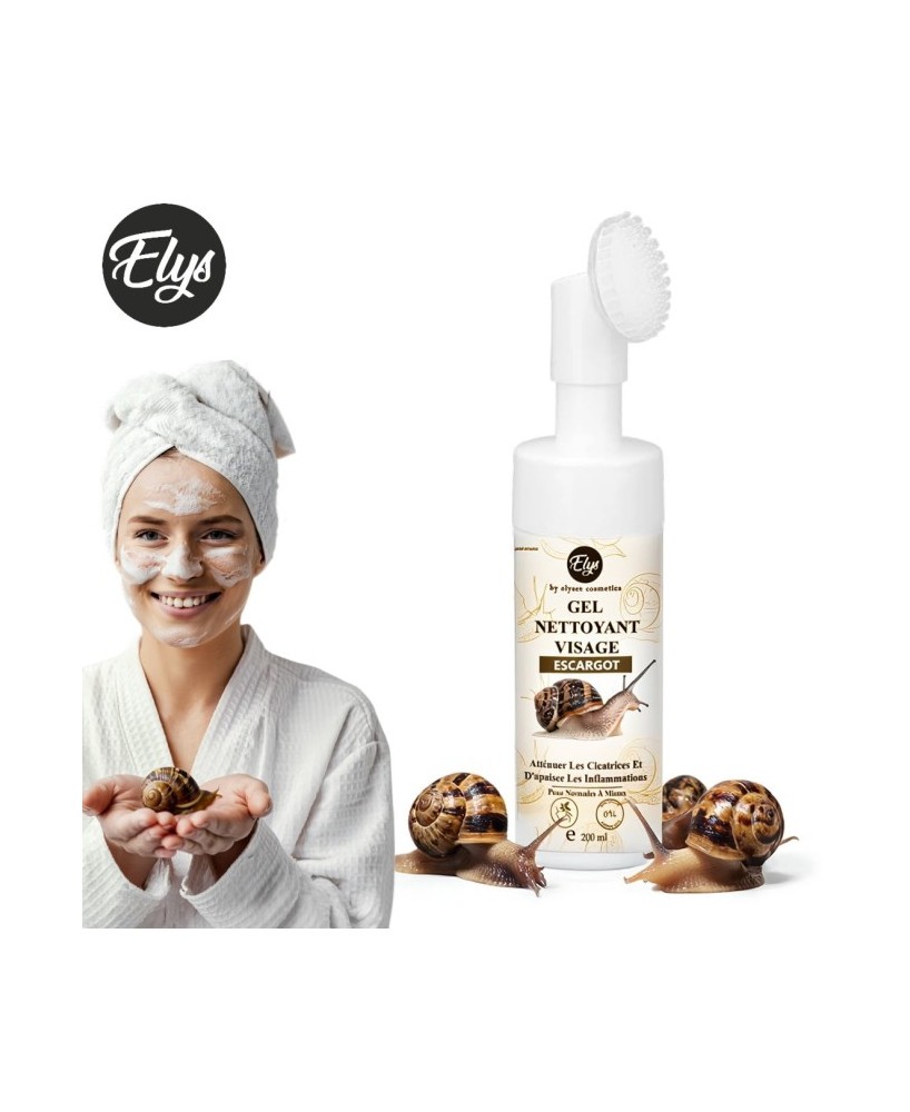 Gel Nettoyant Visage ELYS – Bave d’Escargot 200 ml – Pack Revendeur 7 + 1 Gratuit (8 pièces)