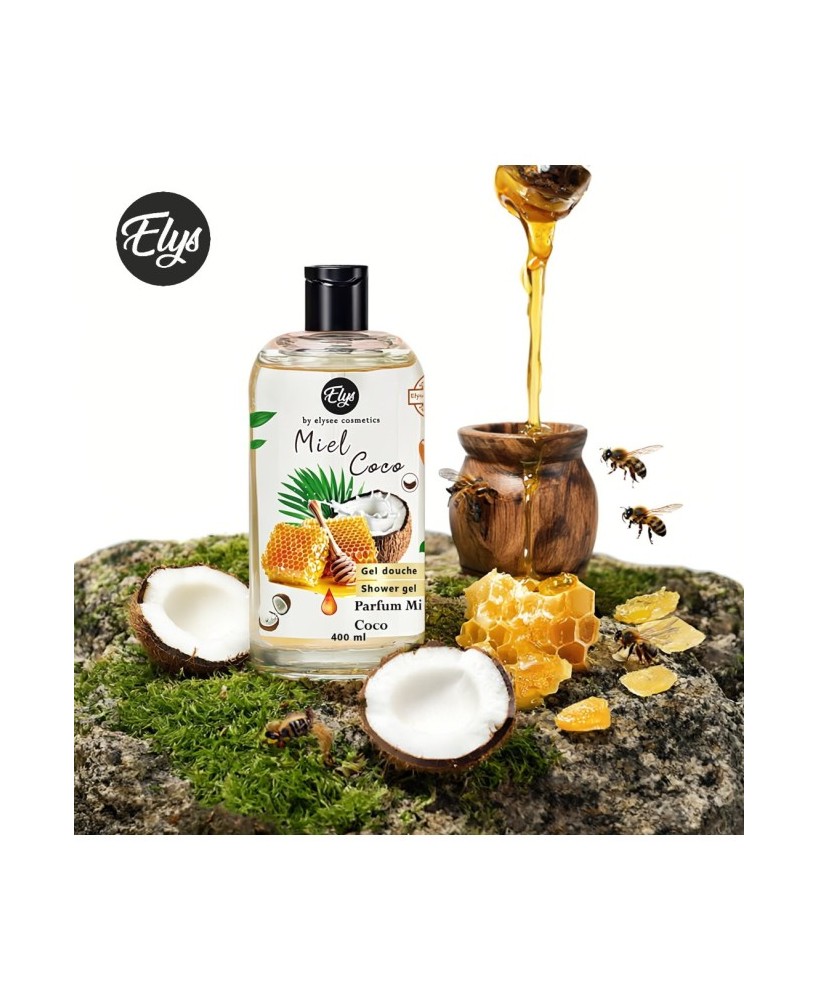 ELYS Gel Douche Miel & Noix de Coco – 400 ml (Carton de 12 pièces + 1 gratuite)