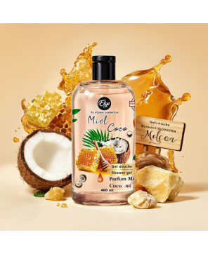 ELYS Gel Douche Miel & Noix de Coco – 400 ml (Carton de 12 pièces + 1 gratuite)