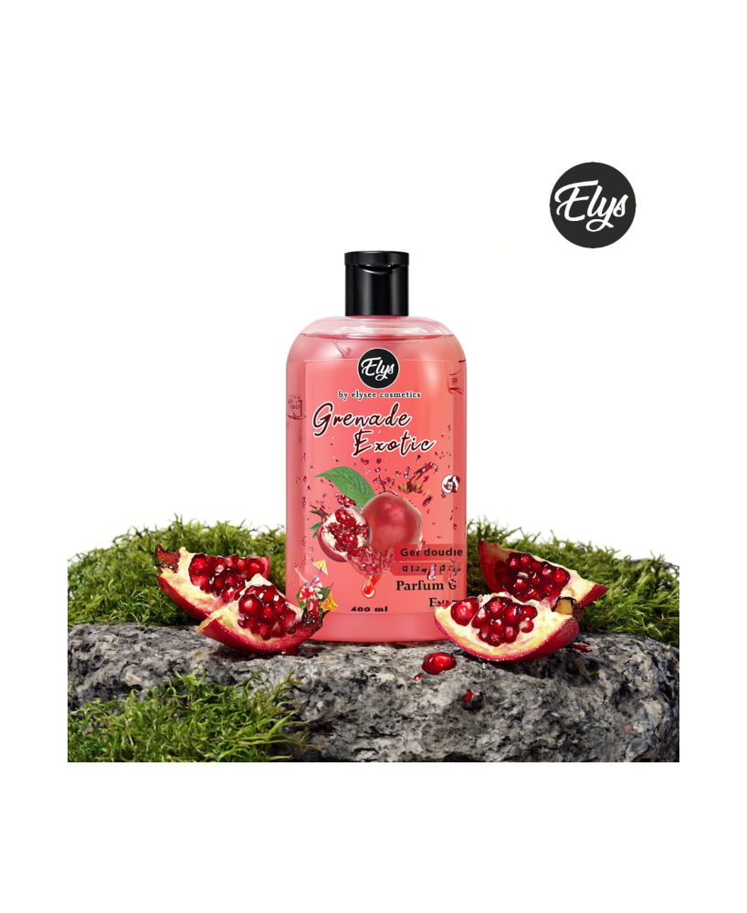 ELYS Gel Douche Grenade Exotic – 400 ml (Carton de 12 pièces + 1 gratuite)