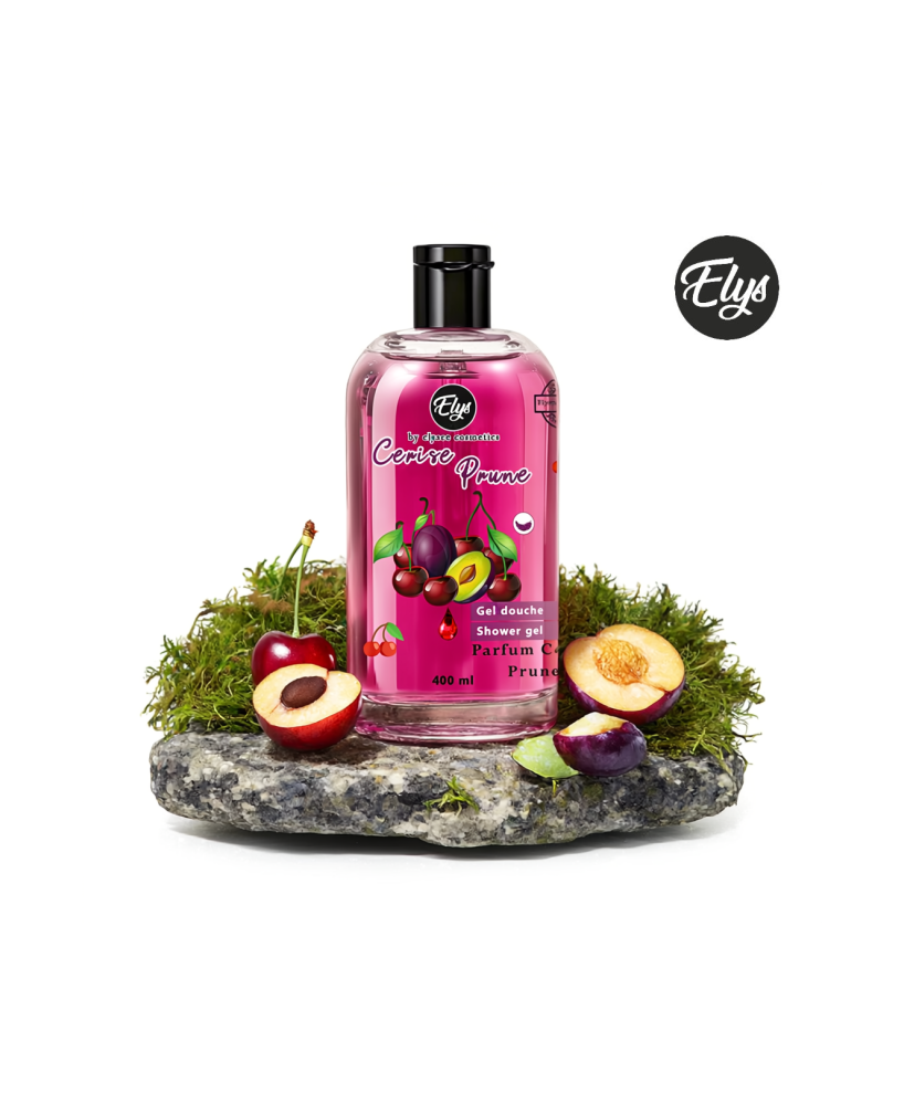 Gel Douche ELYS – Cerise & Prune – 400 ml (Carton de 12 pièces + 1 gratuite)