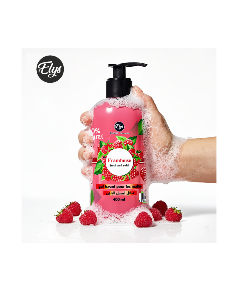 Gel Lavant pour les Mains ELYS – Framboise – 400 ml (Carton de 12 pièces + 1 gratuite)