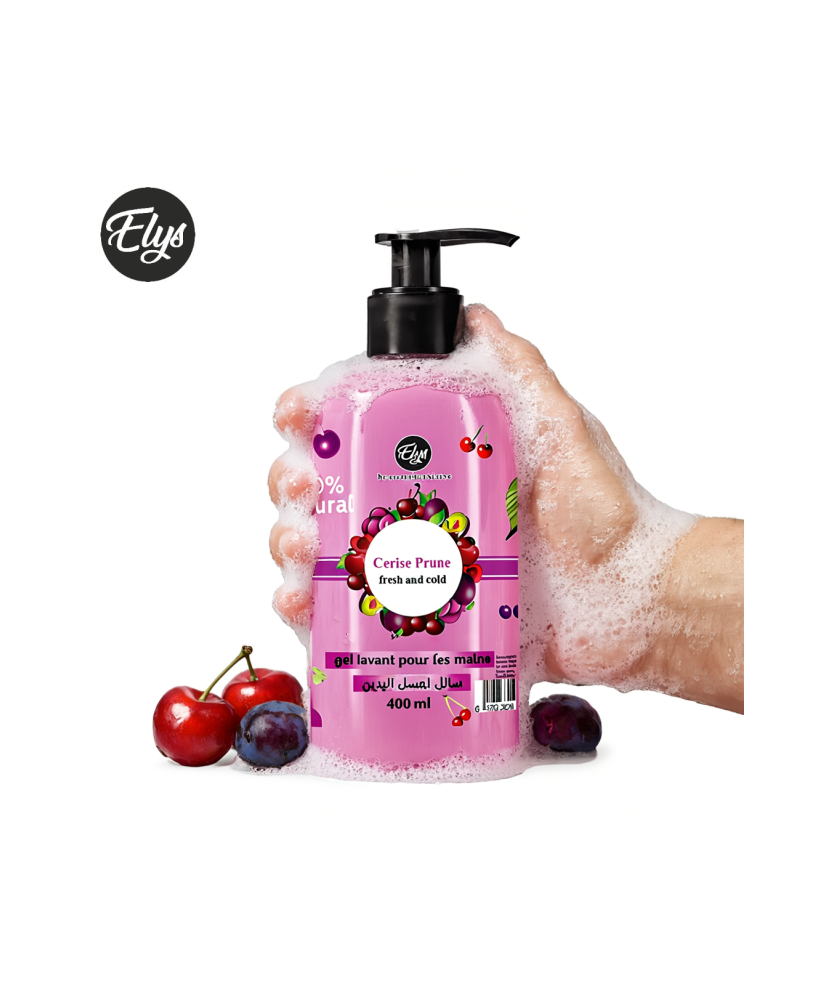 Gel Lavant pour les Mains ELYS – Cerise & Prune – 400 ml (Carton de 12 pièces + 1 gratuite)