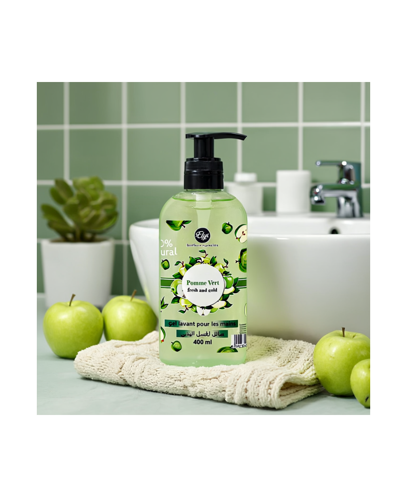 Gel Lavant pour les Mains ELYS – Pomme Verte – 400 ml (Carton de 12 pièces + 1 gratuite)