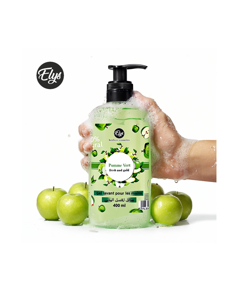 Gel Lavant pour les Mains ELYS – Pomme Verte – 400 ml (Carton de 12 pièces + 1 gratuite)