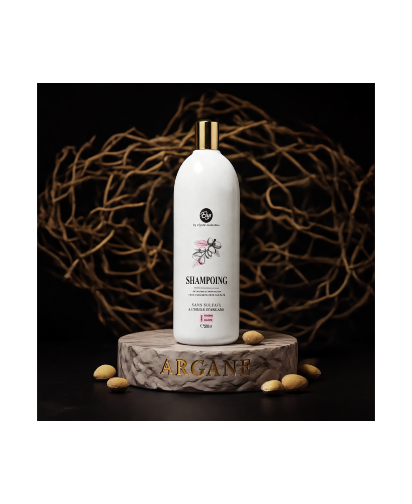 Shampooing Bio à l’Argan – ELYS – Sans Sulfate – 500 ml (Carton de 6 pièces + 1 gratuite)